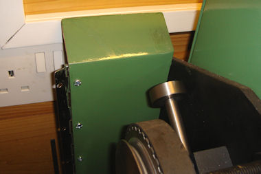 Cut section bolted to lathe