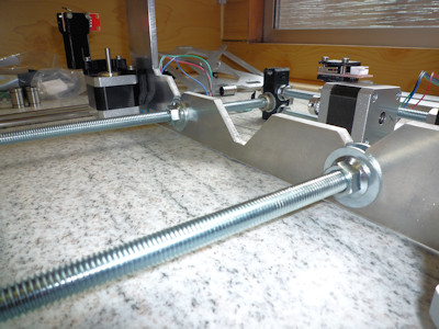 Z-axis frame fitted with modified nuts and washers